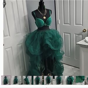 Elegant Green Layered Skirt